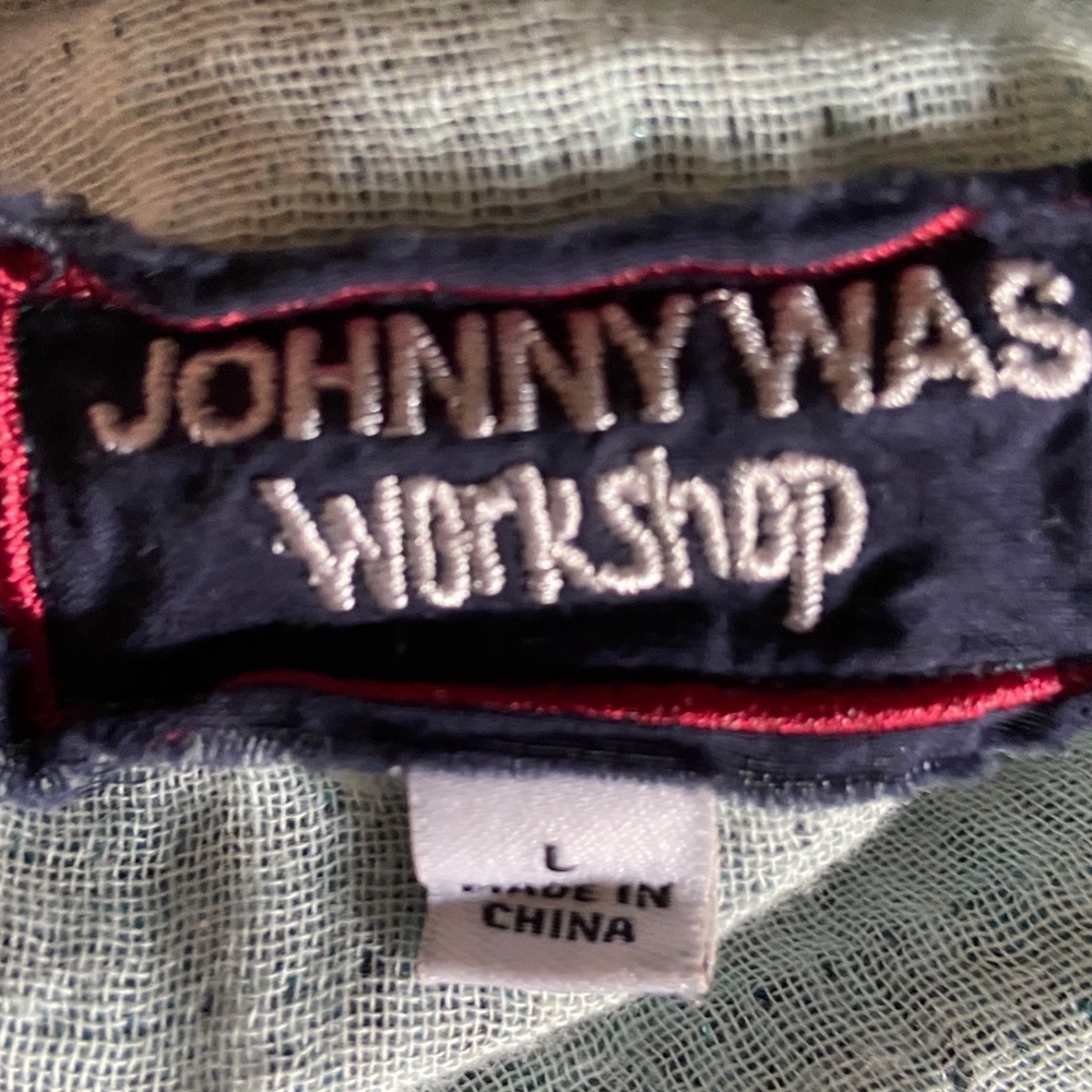 Johnny Was Floral Embroidered Plaid Blouse with Mandarin Collar size lg - Picture 3 of 9